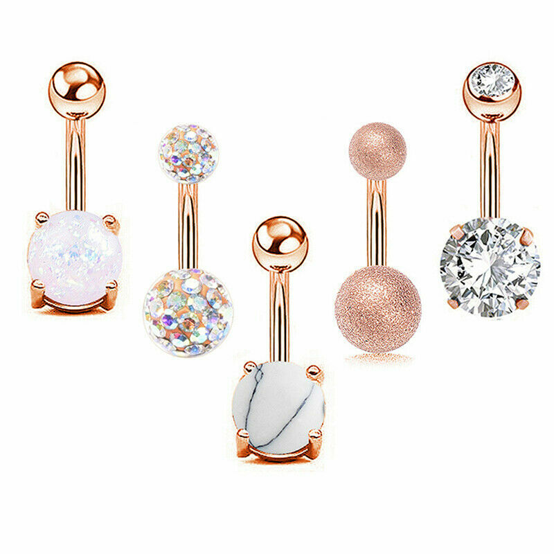 14G Dangle Belly Button Rings 3-10PCS Surgical Steel Gems Curved Navel Rings Set