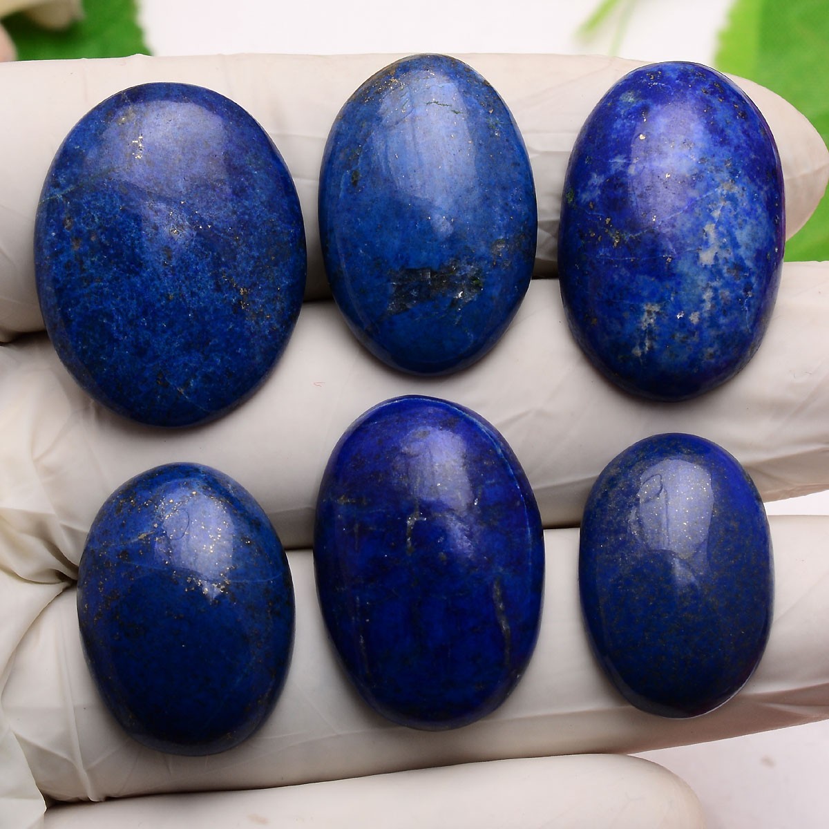 6 Pcs Natural Lapis Lazuli 22mm-28mm Oval Cabochon Untreated Loose Gemstones Lot