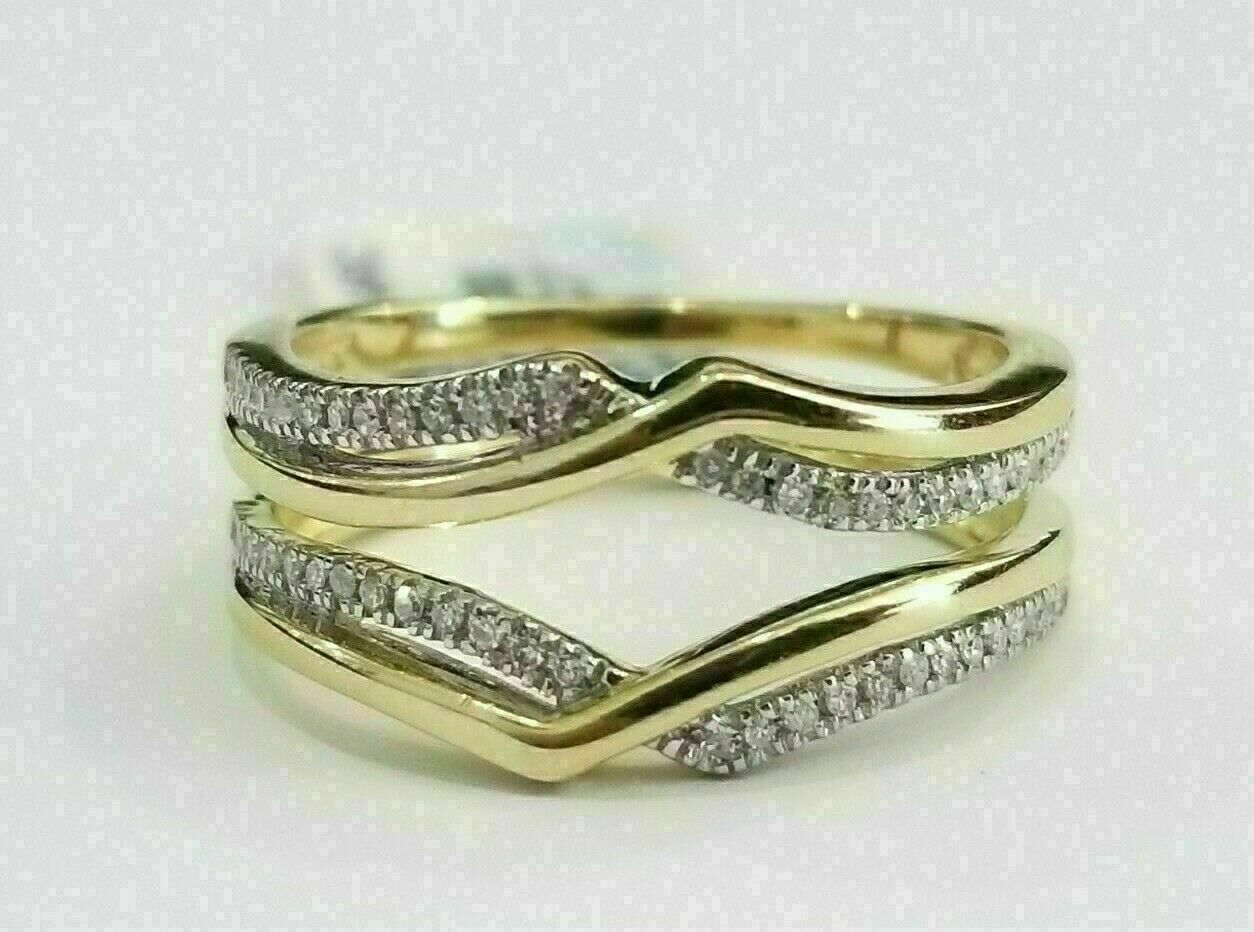 1 Ct Simulated Round Solitaire Enhancer Ring Guard Wrap 14K Yellow Gold Finish