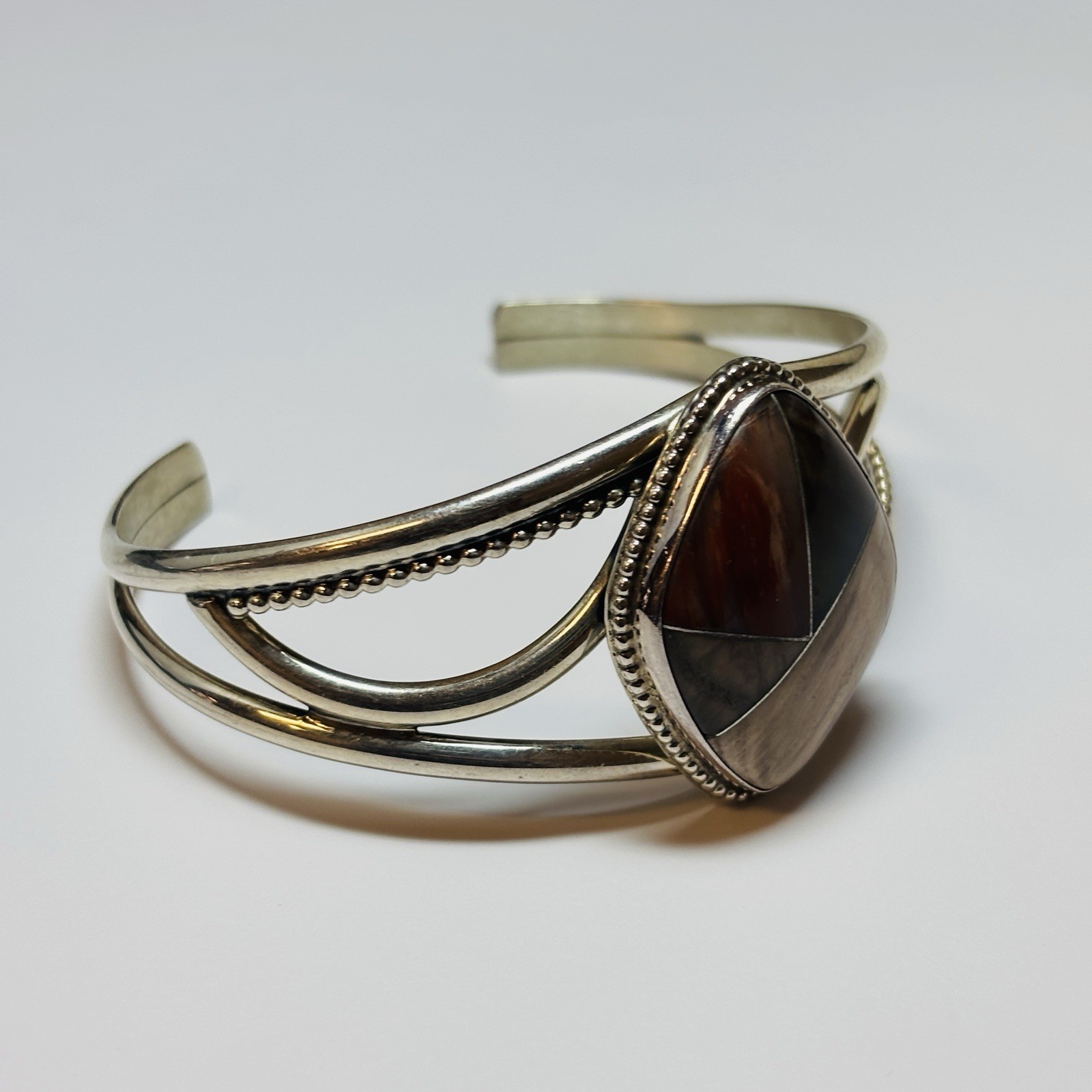 Jay King DTR Sterling Silver Agate Cuff Bracelet 6.75 in – .83