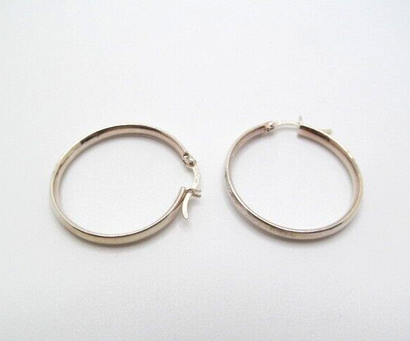 925 Sterling Silver Narrow 3.35mm Wide Hoops 1.10 Inch Drop Earrings Hoops