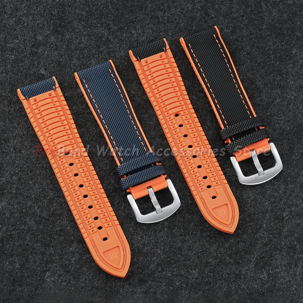 18/19/20/21/22/24mm Rubber Watch Strap Nylon Textured Silicone Bottom Watch Band