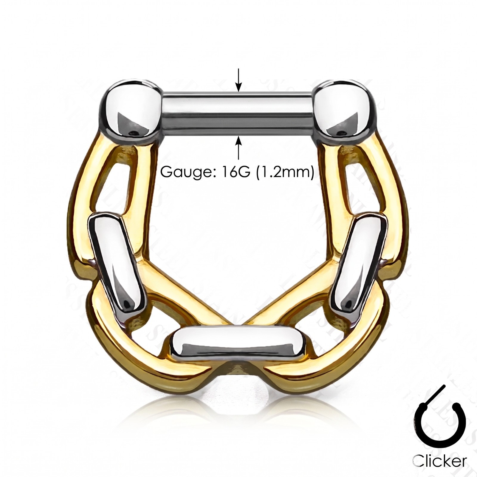 1 – 16 Gauge 10mm Linked Chain Hanging Stainless Steel Septum Clicker Ring F128