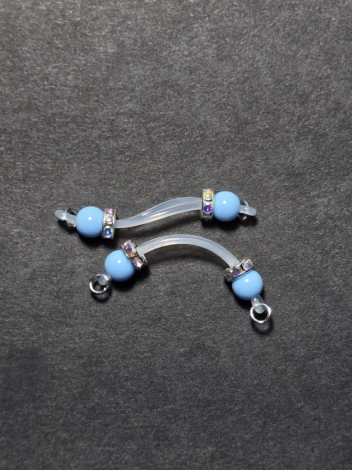 Pair of Fake Non Piercing Nipple Rings – Faux Barbells – Pearl Colors