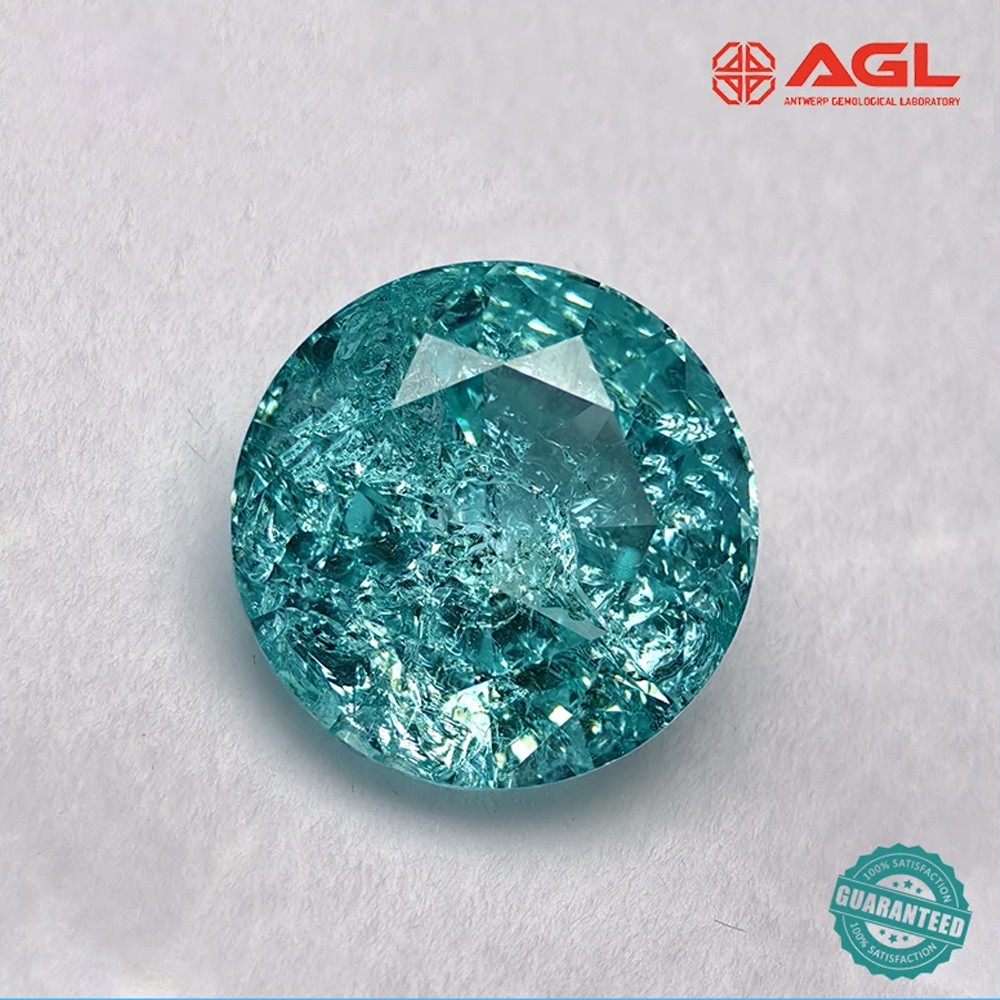 AGL Lab Grown Paraiba Round Cracked Ice Cut Tourmaline Gemstones for DIY Jewelry