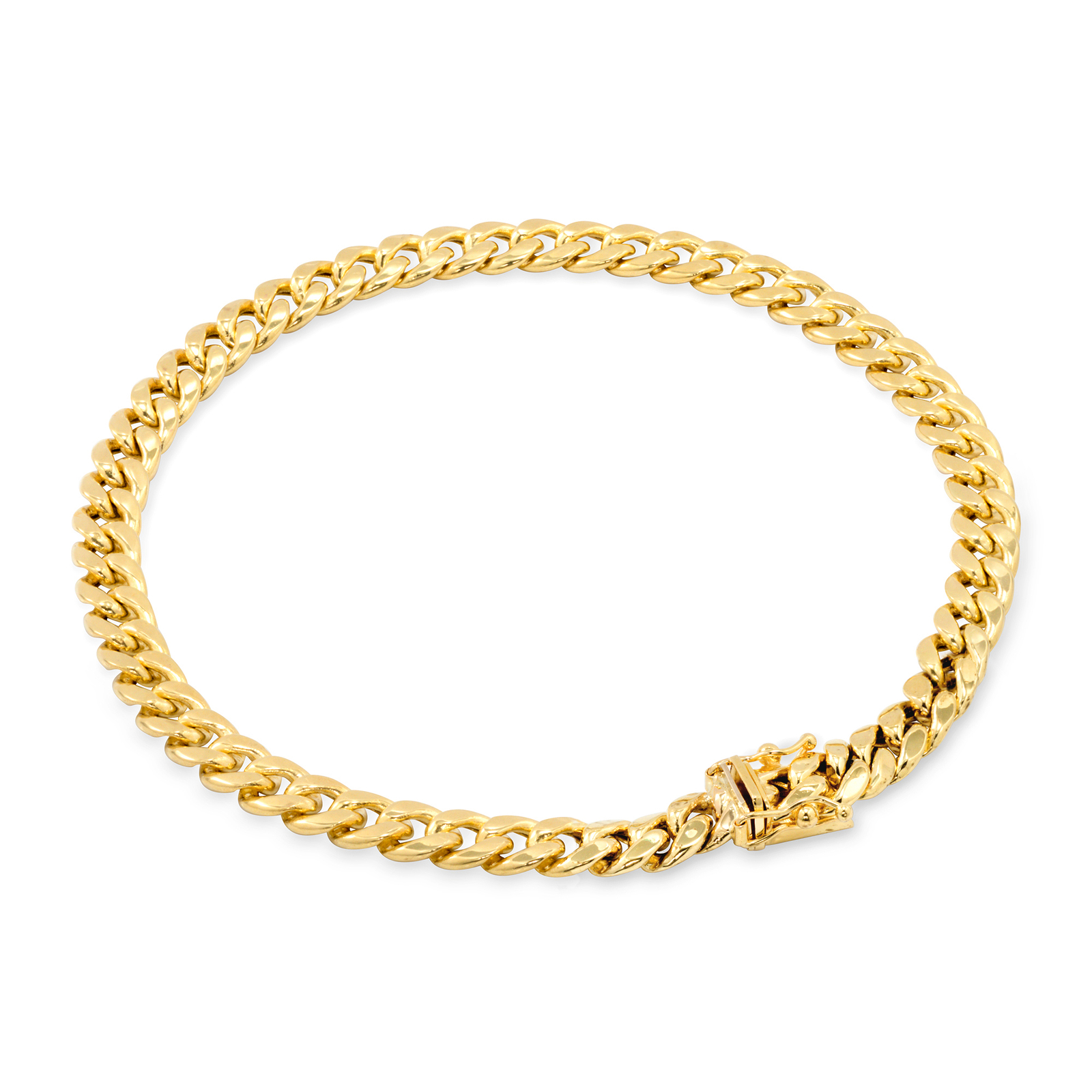 10K Yellow Gold 5mm Miami Cuban Link Chain Bracelet Men Women 7″ 7.5″ 8″ 8.5″ 9″