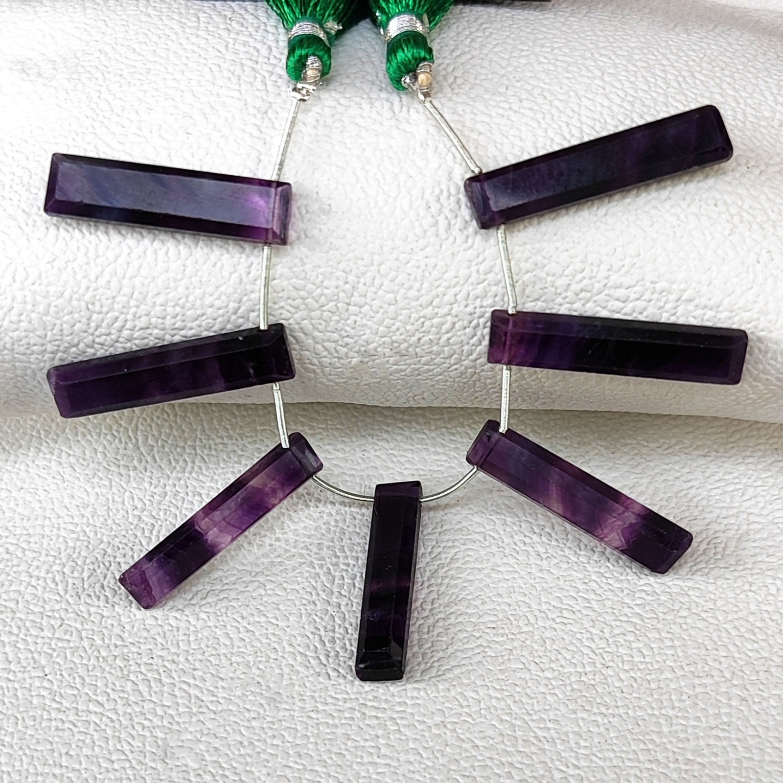 Natural Rainbow Fluorite Brazil 23-25mm Faceted Baguette Beads 4.5″ Strand Gems