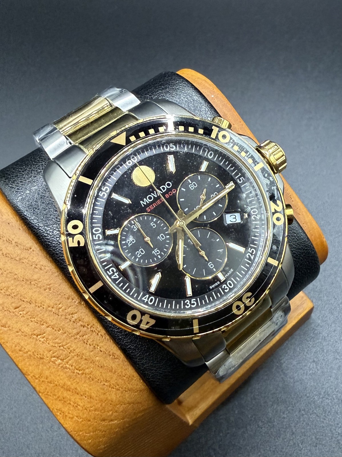 Movado Series 800 Men’s Two-Tone Black DIal Swiss Chronograph Watch – 2600146
