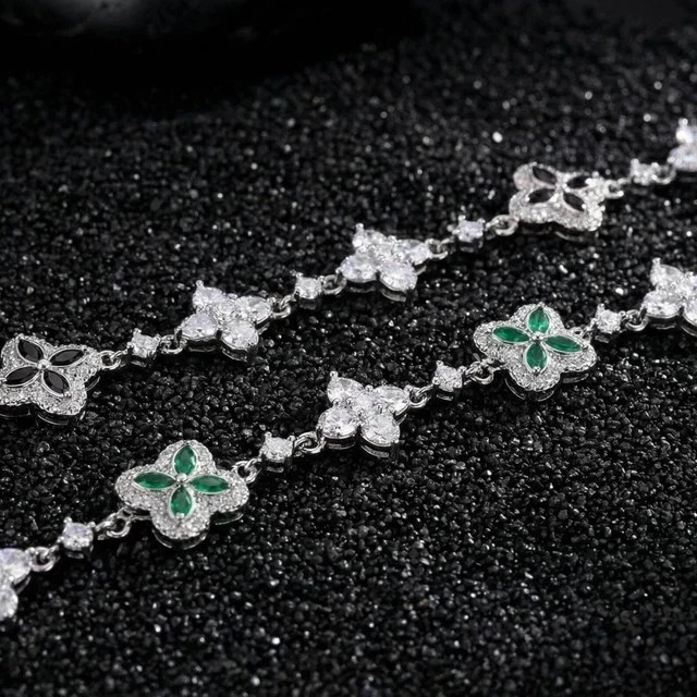 9Ct Marquise Cut Lab Created Emerald Women Tennis Bracelet 14K White Gold Plated
