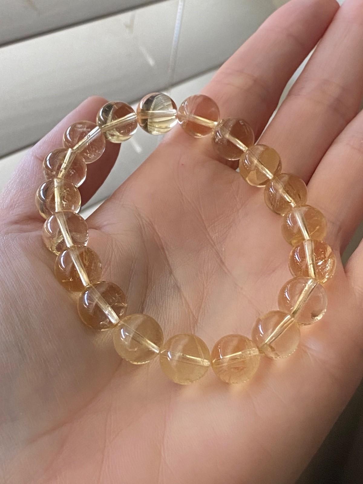Natural Citrine Bracelet – 10.8mm Genuine Golden Citrine Crystal Bracelet