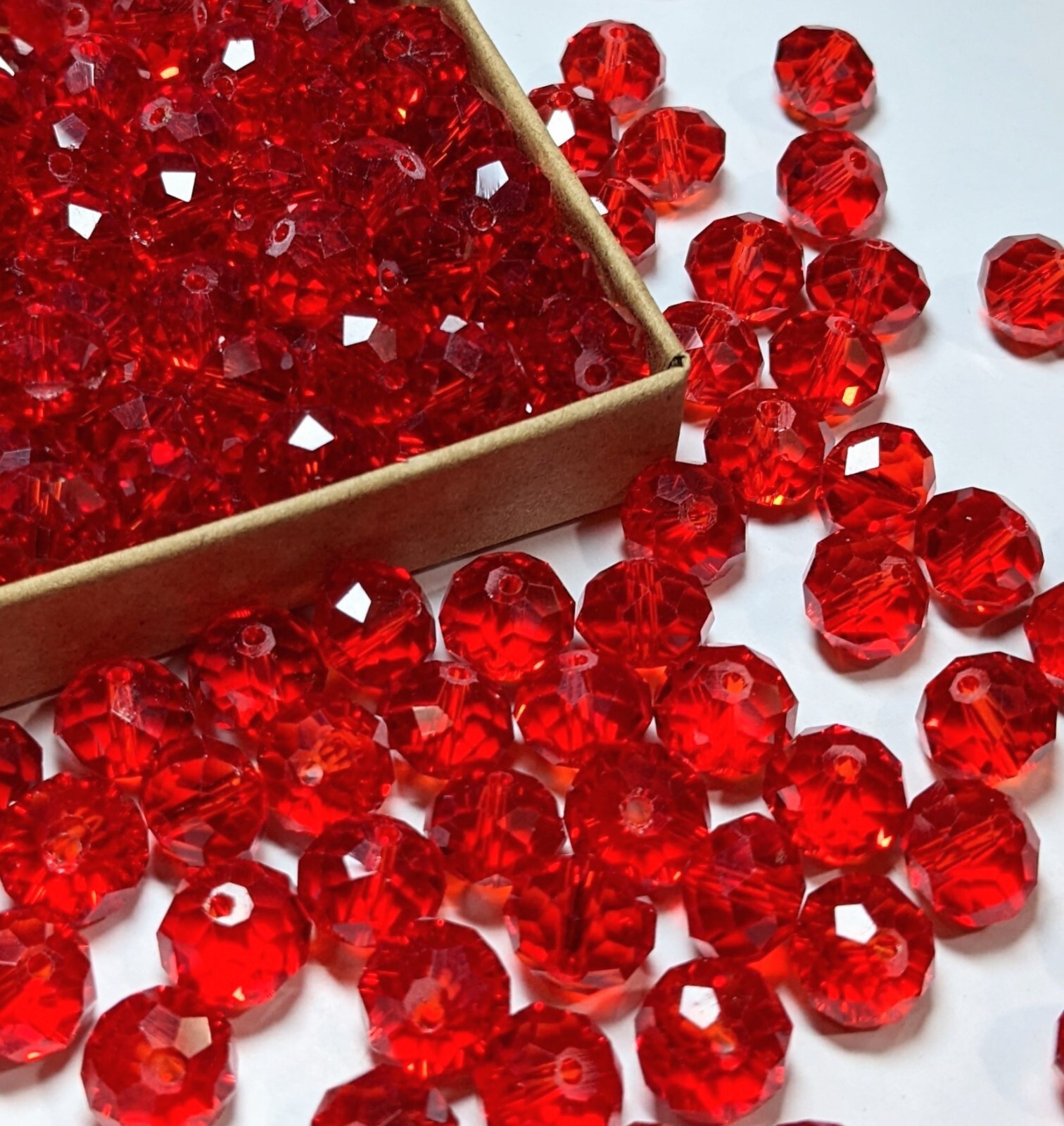 Crystal Beads 8mm Beads for Jewelry Making Bulk 180 pcs Red Roundelle