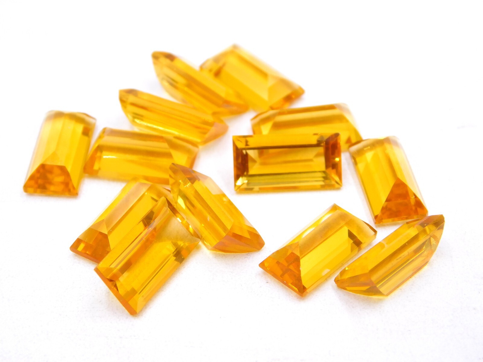 7×14 MM Citrine Baguette Cut Loose Lab Created Gemstone For Jewelry P-3256