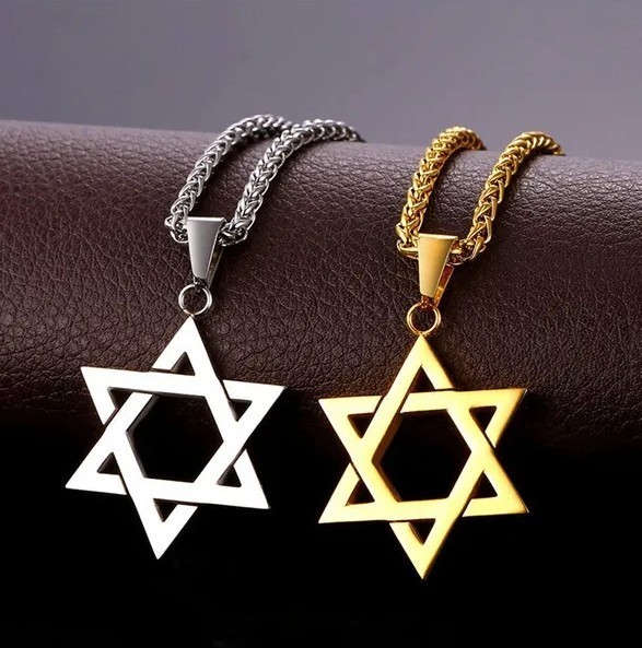 Star of David Necklace Jewish Hexagram Pendant Stainless Steel Unisex