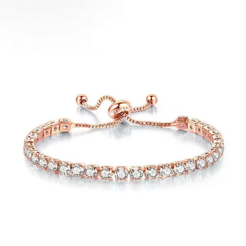 925 Sterling Silver Luxury Color Crystal Bracelet 18cm Women’s Chain Jewelry