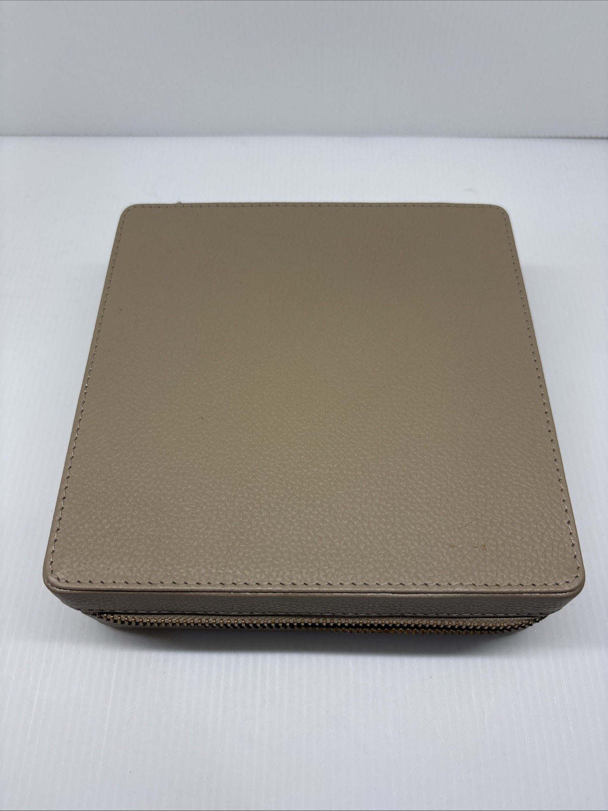 Pottery Barn Monogrammed “MICAELA” Jewelry Case, Beige, 7x7x2” Used