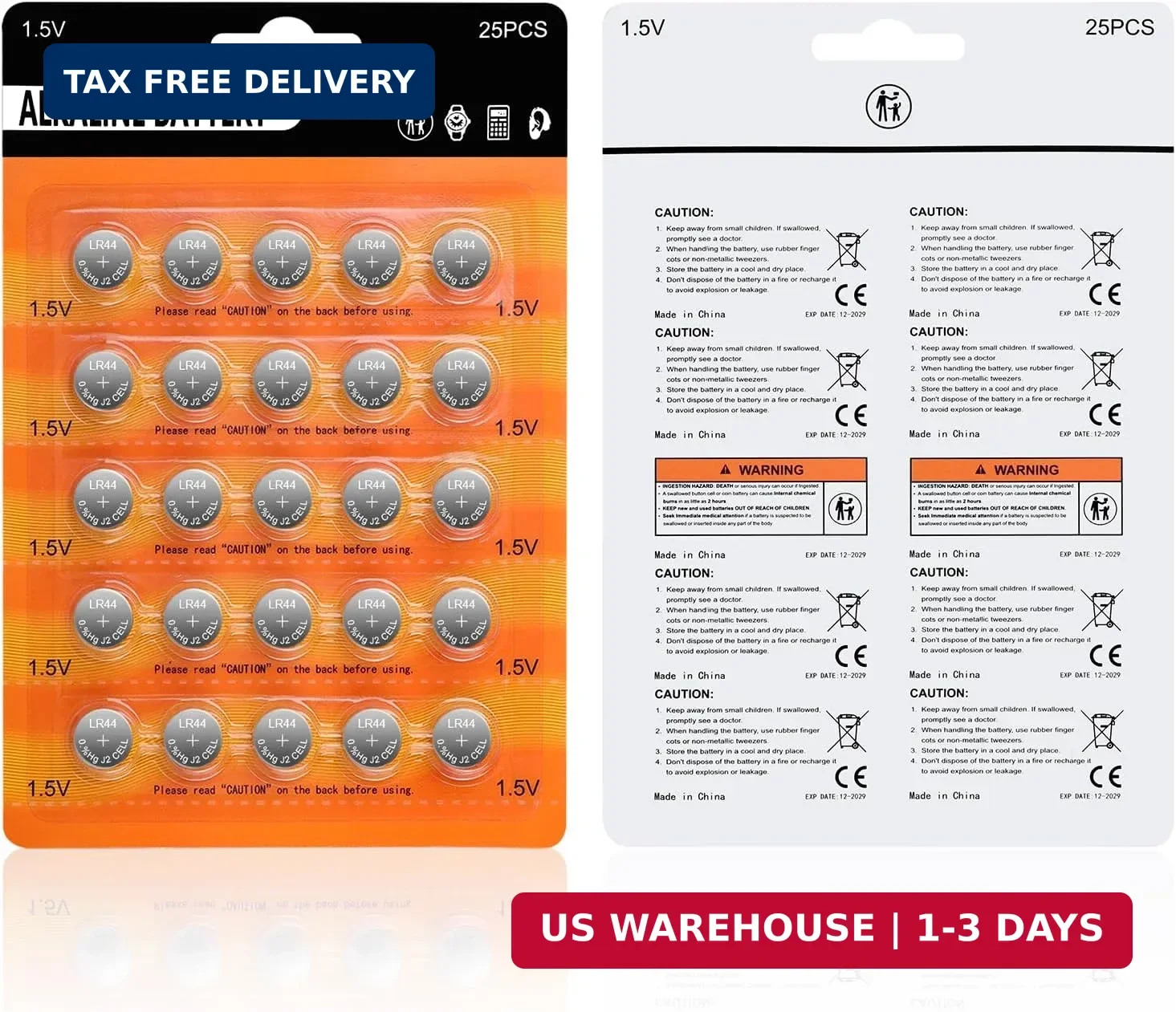 25x LR44 AG13 A76 357 303 Button Cell Battery for Watch Calculator Toys 1.5V