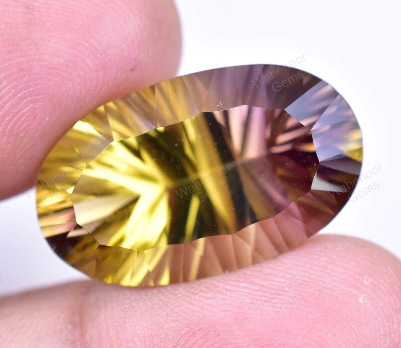 Flawless Natural Bi-Color Ametrine 19.60 Ct Oval Certified Untreated Gemstone