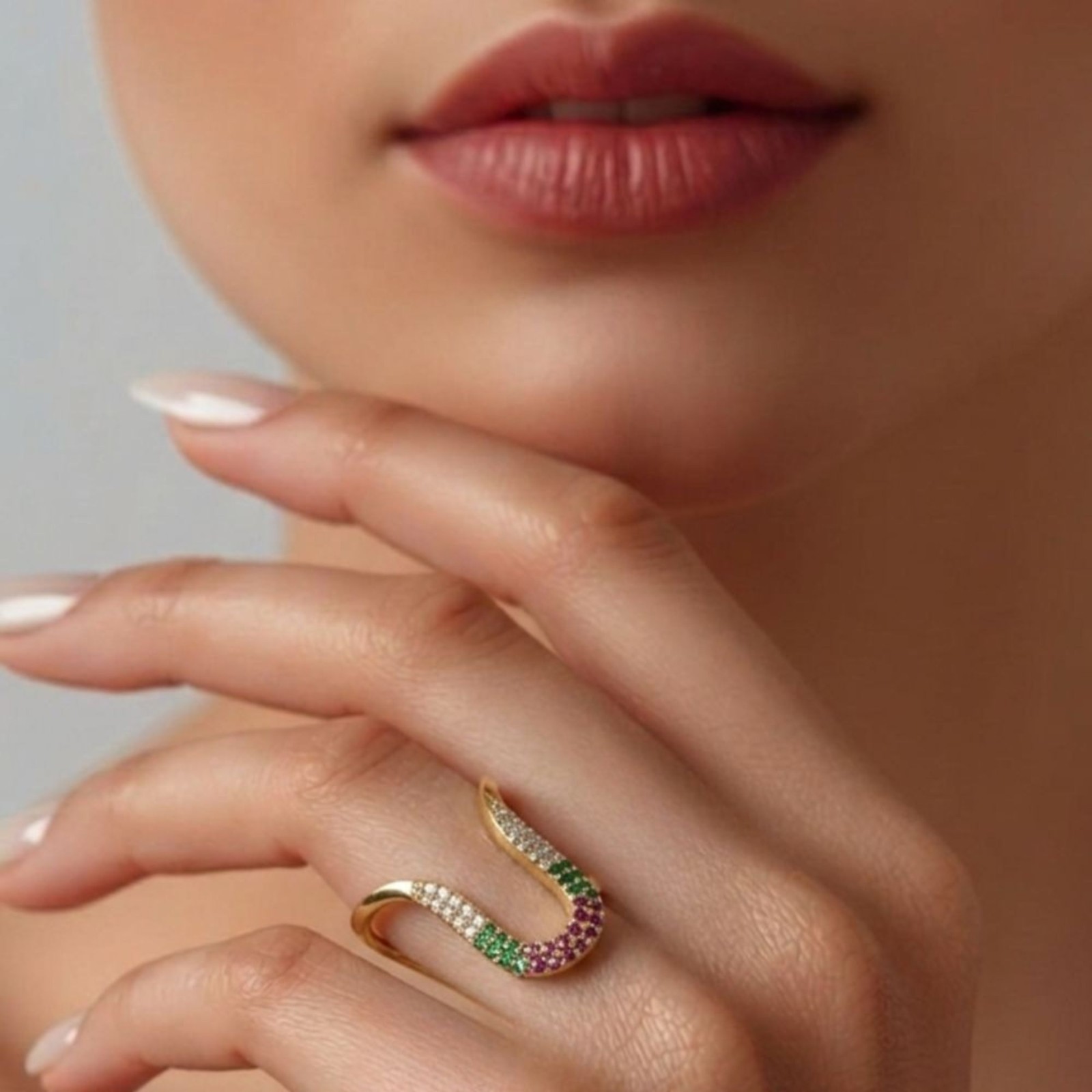 Gold Plated V-Shape Mangalyam Ring: South Indian CZ Wedding Band