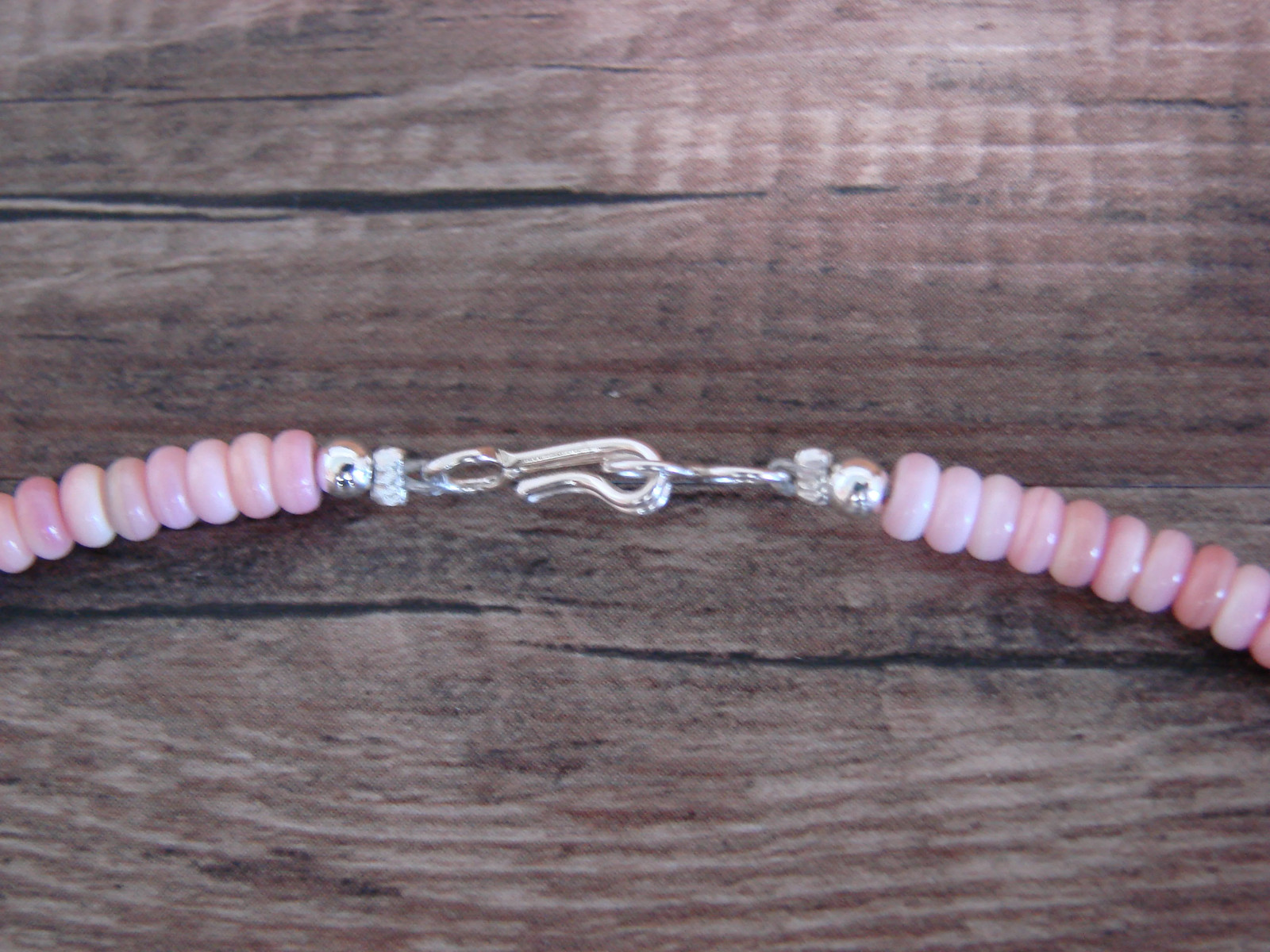 Native American 18″ Sterling Silver & Pink Conch Necklace by Joe