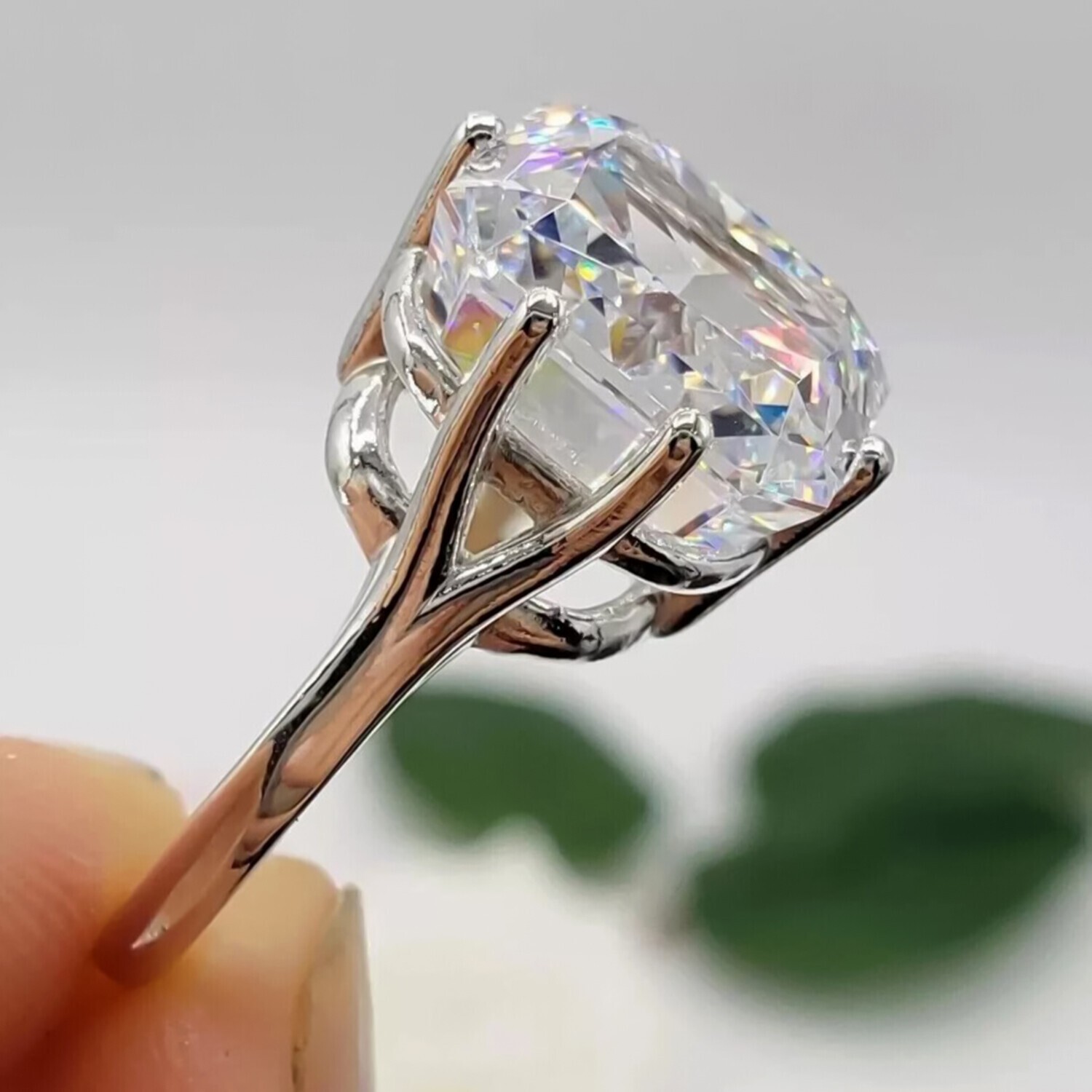 Certified Radiant Cut 4.50 Ct White Treated Diamond Solitaire Ring in 925 Silver