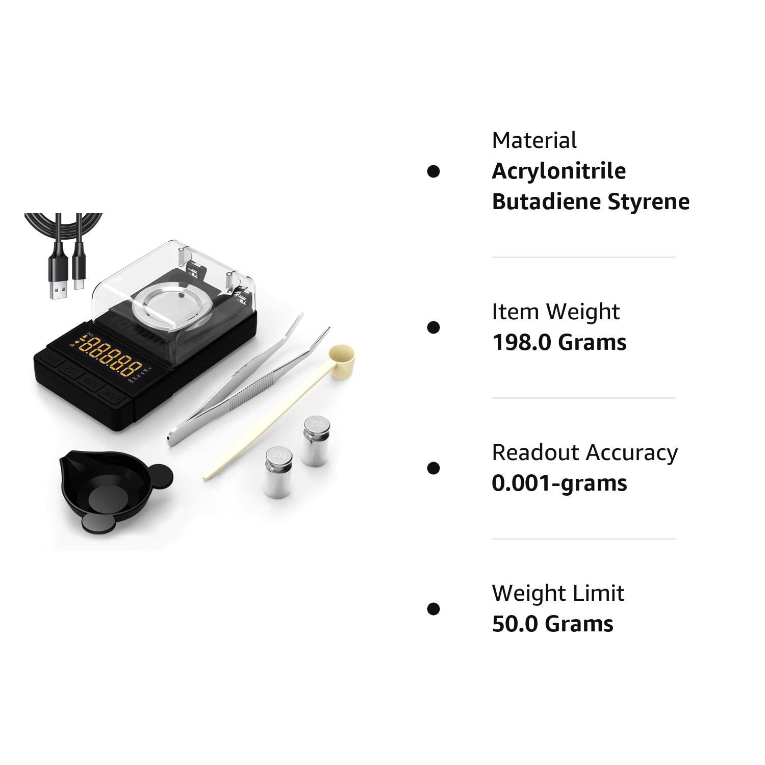 Compact Digital Scale 50g/0.001g for Jewelry and Reloading with Tare Function