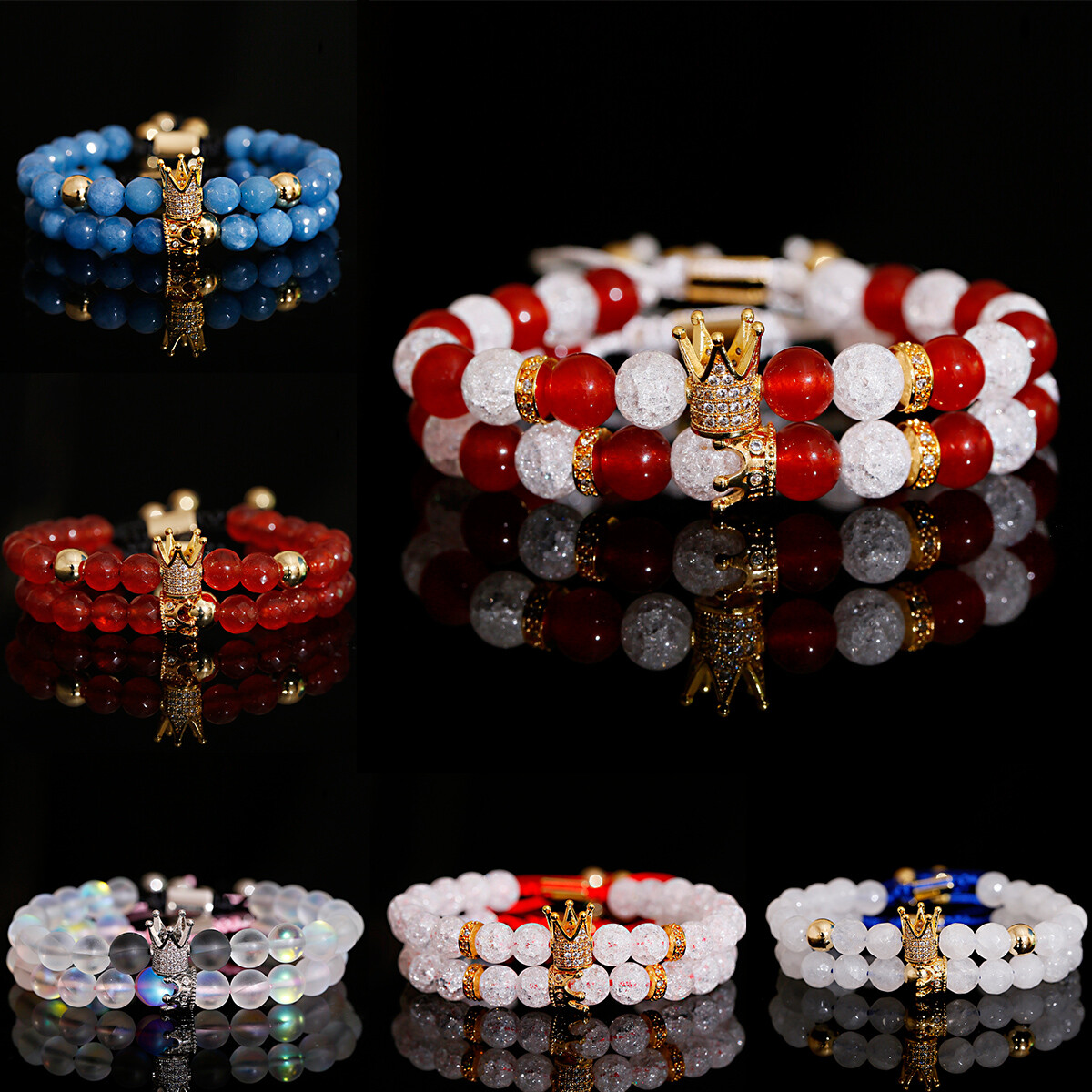 Wholesale Lots Mixed Adjustable Bracelets Luxury Zircon Stone Women Men Jewelry