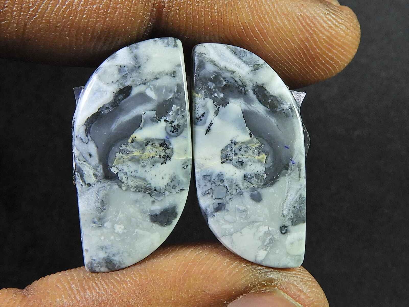 24Cts. Natural Maligano Jasper (12mm X 24mm each) Fancy Cabochon Match Pair