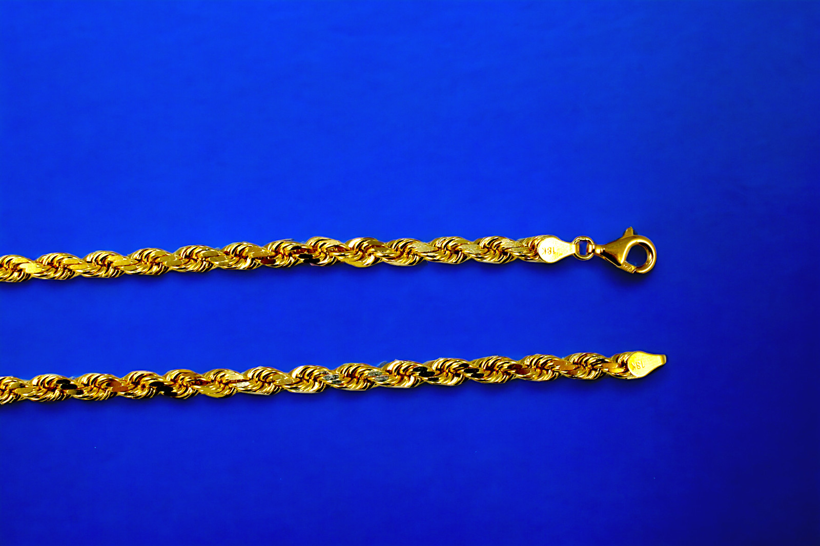 18K Yellow Gold SOLID Rope Chain Necklace Bracelet D/C Real Gold 2mm-6mm 7″-30″