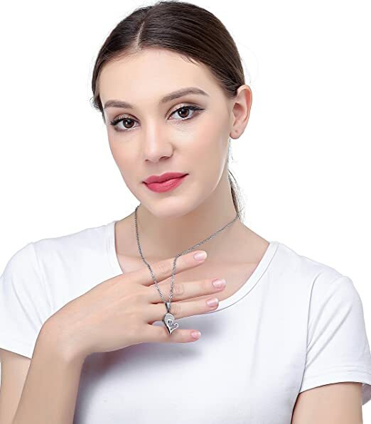Stainless Steel Men Women Lover Couple Necklace I Love You Heart Shape Pendant