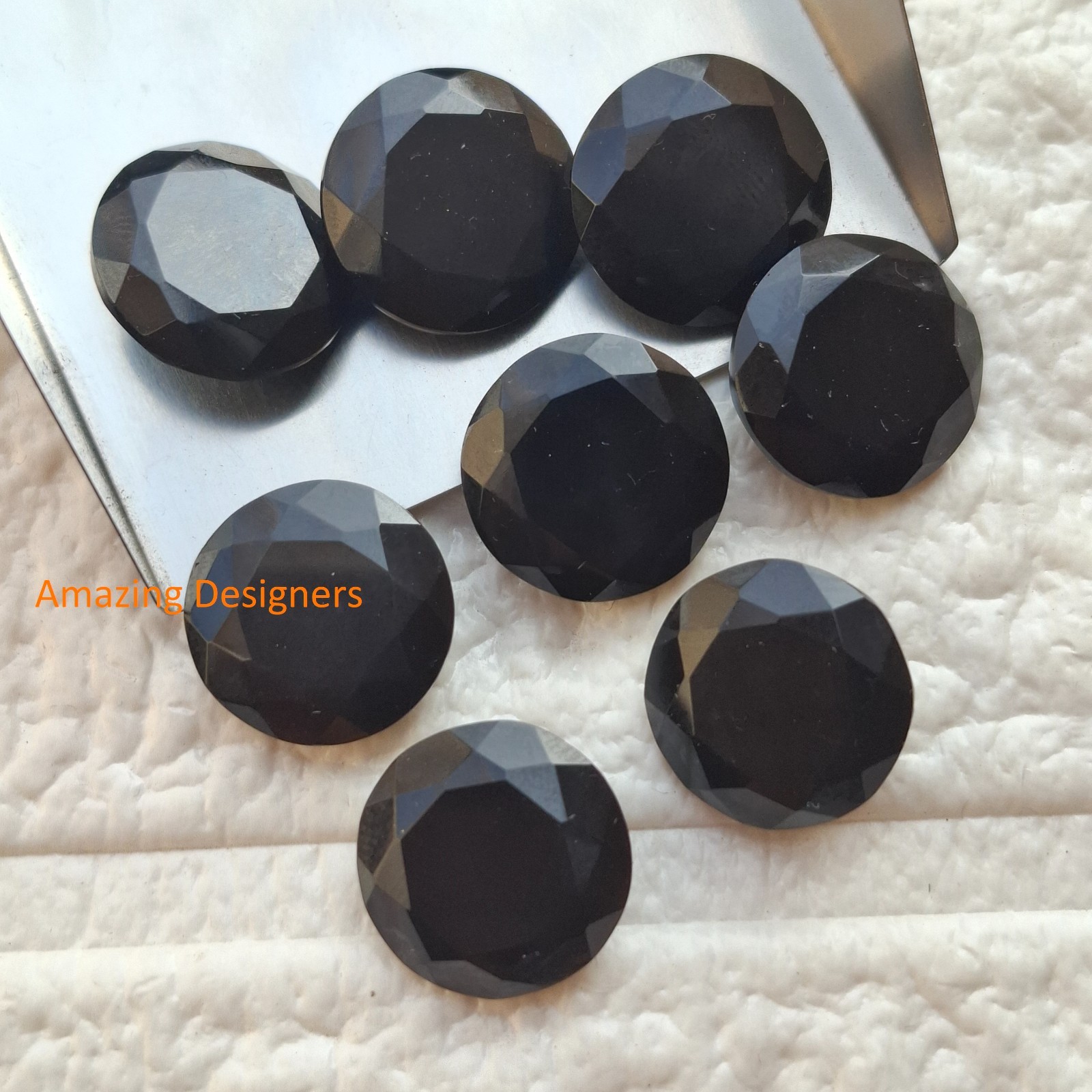 Natural Black Onyx Round Faceted Cut 5mm to 20mm Loose Gemstone