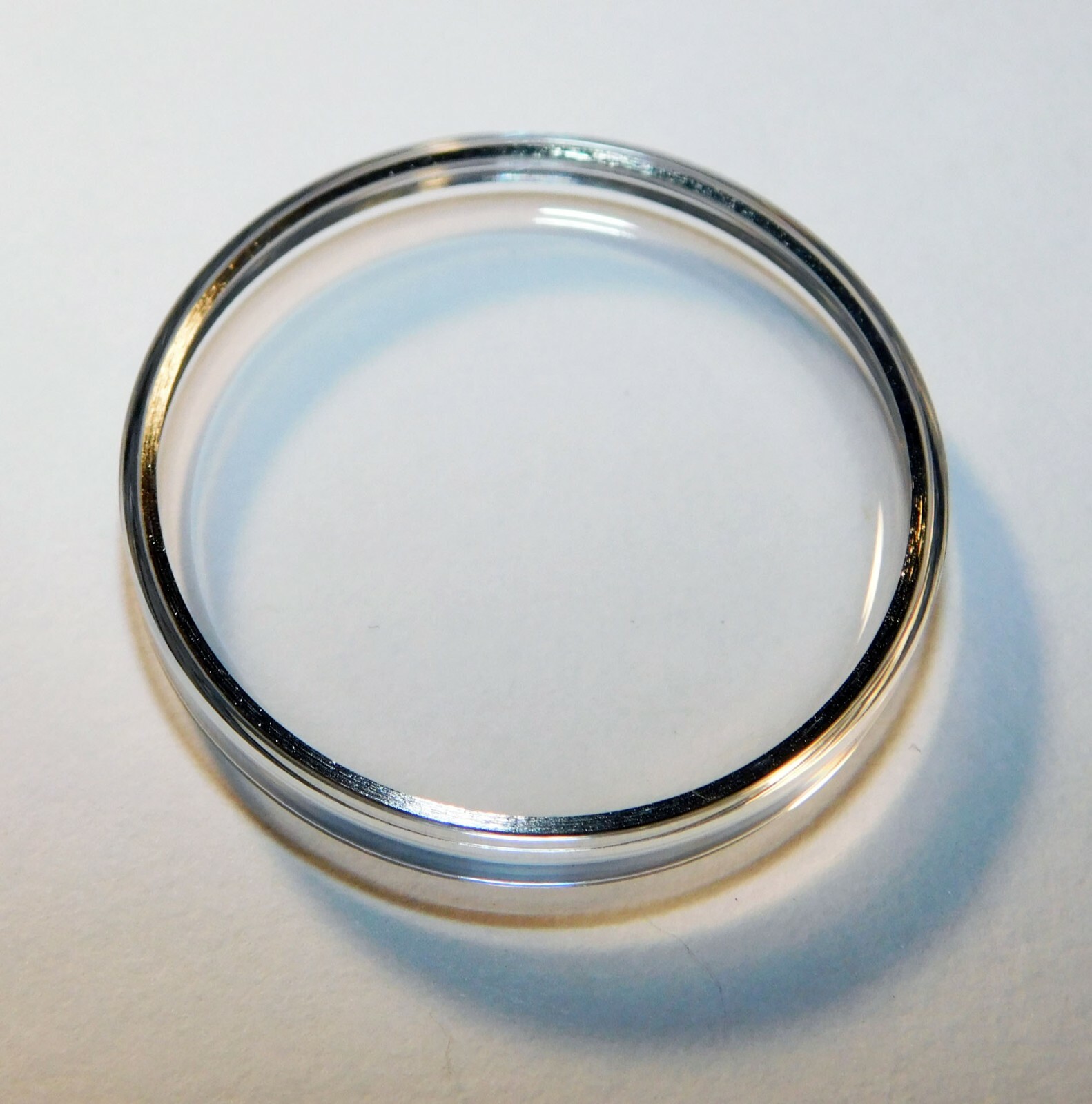 Divers watch crystal plastic with chrome tension ring 32.1mm to 35.0mm x 1 piece