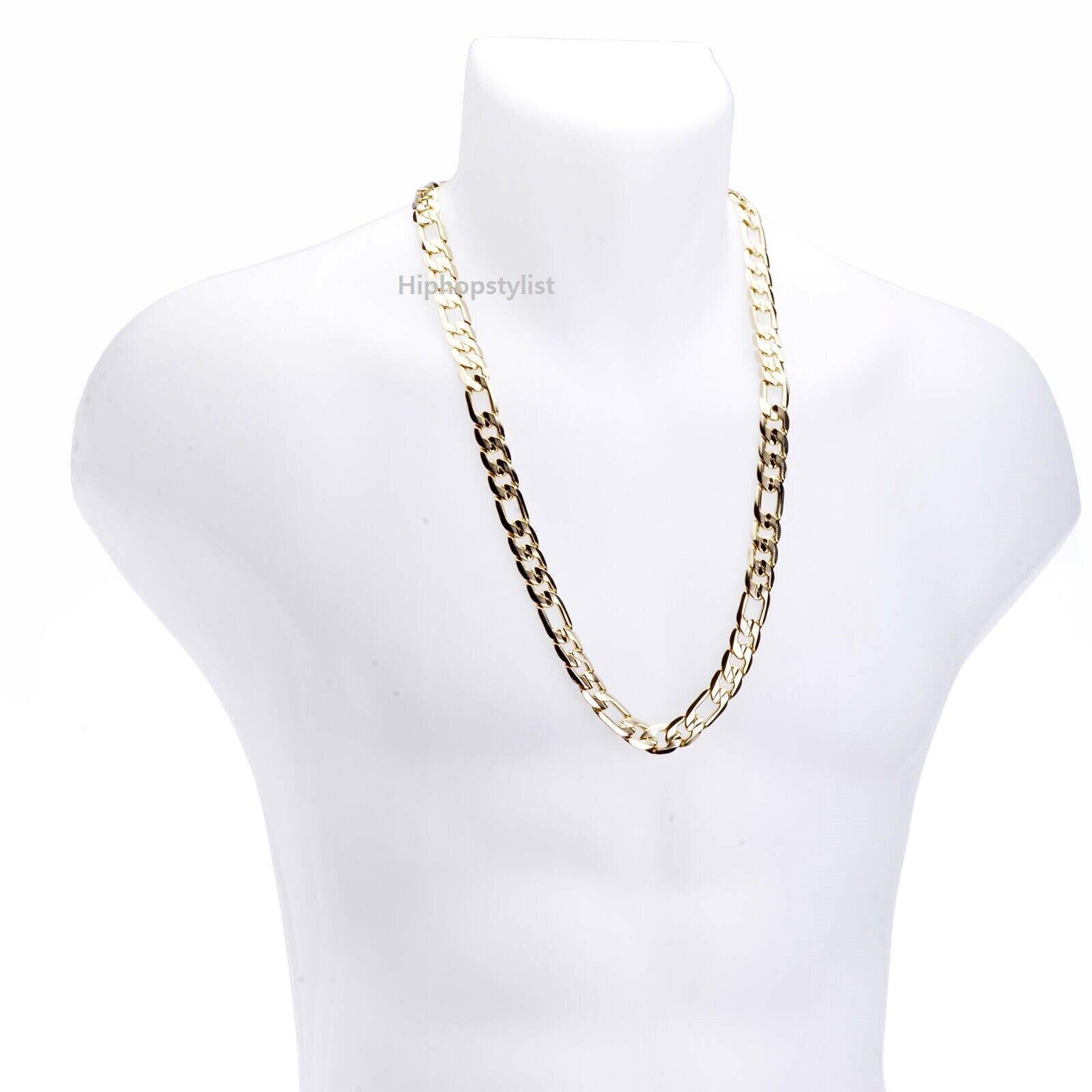14k Italian Concave Figaro Link Chain 4mm to 12mm Gold Plated 8″ 9″ 20″ 24″ 30″