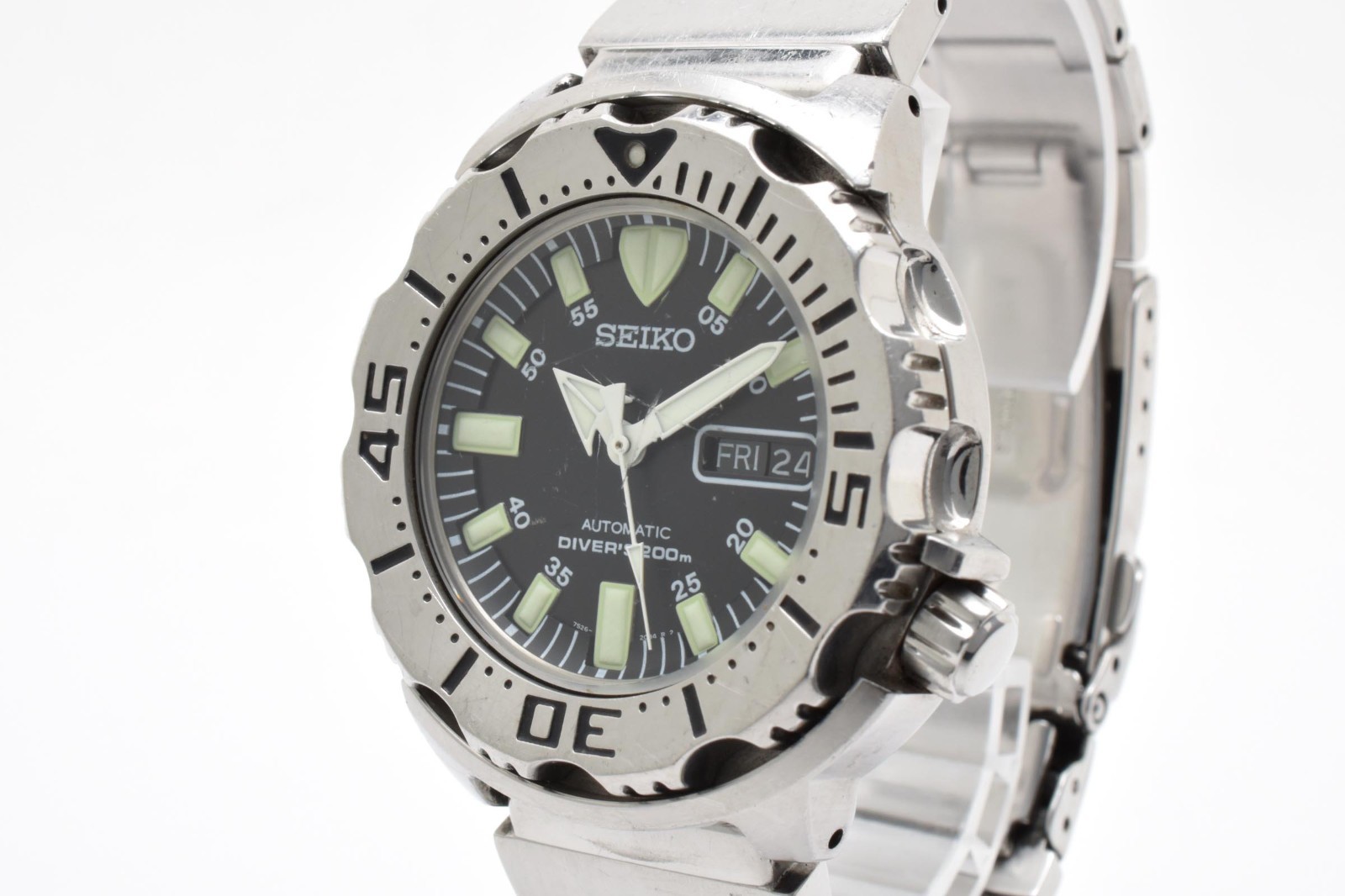 [Exc+5] SEIKO BLACK Monster 7S26-0350 Divers 200m AT Watch from JAPAN