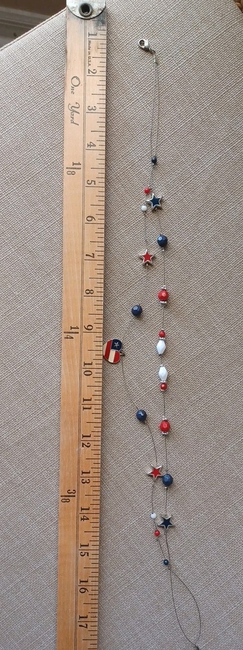 Carson Piere Scott Americana Necklace Double Strand Wire Beads Charm Patriotic