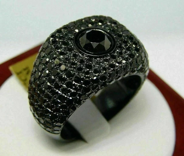 3CT Round Lab Created Black Diamond Men’s Pinky Band Ring 14K Black Gold Plated