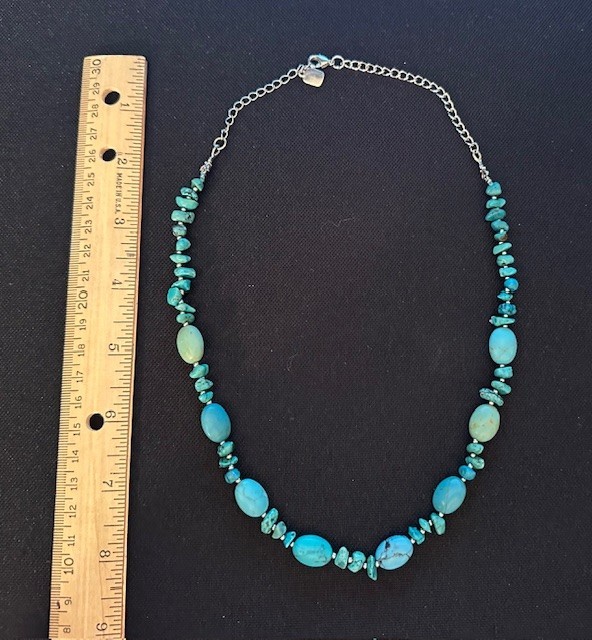 Signed RLL Vintage, Authentic, Turquois 21-1/2 Inch Necklace 8 Lg. 45 Sm. Beads