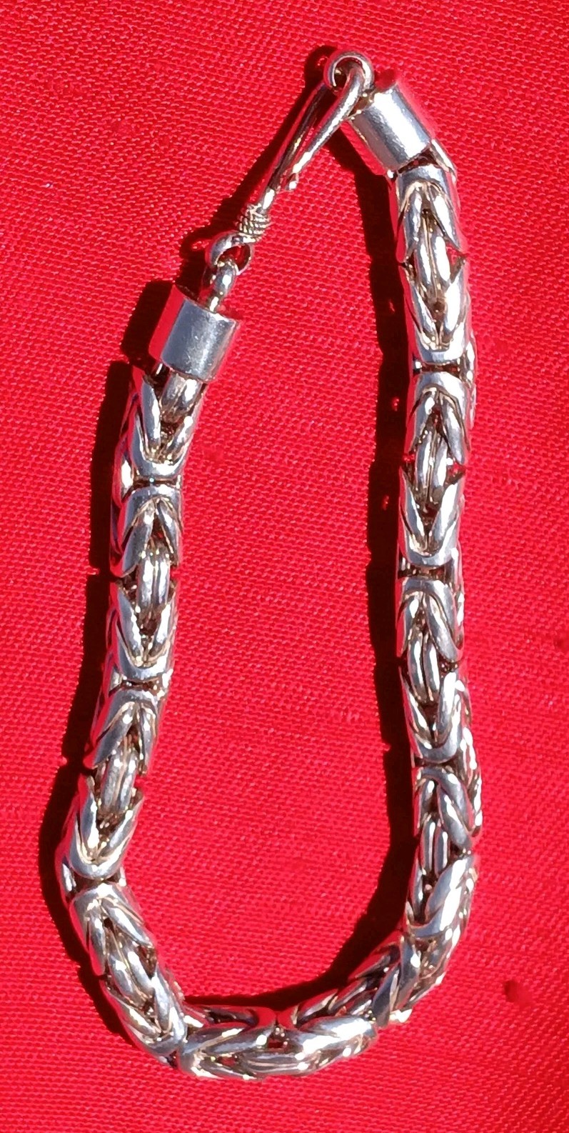 Huge Byzantine Link Rope Chain Bracelet. Solid Sterling Silver 68.3 Grams. 9″