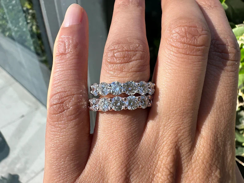1.20 Ct Lab-Grown Diamond Eternity Wedding Band – 14K White Gold Gift For Her