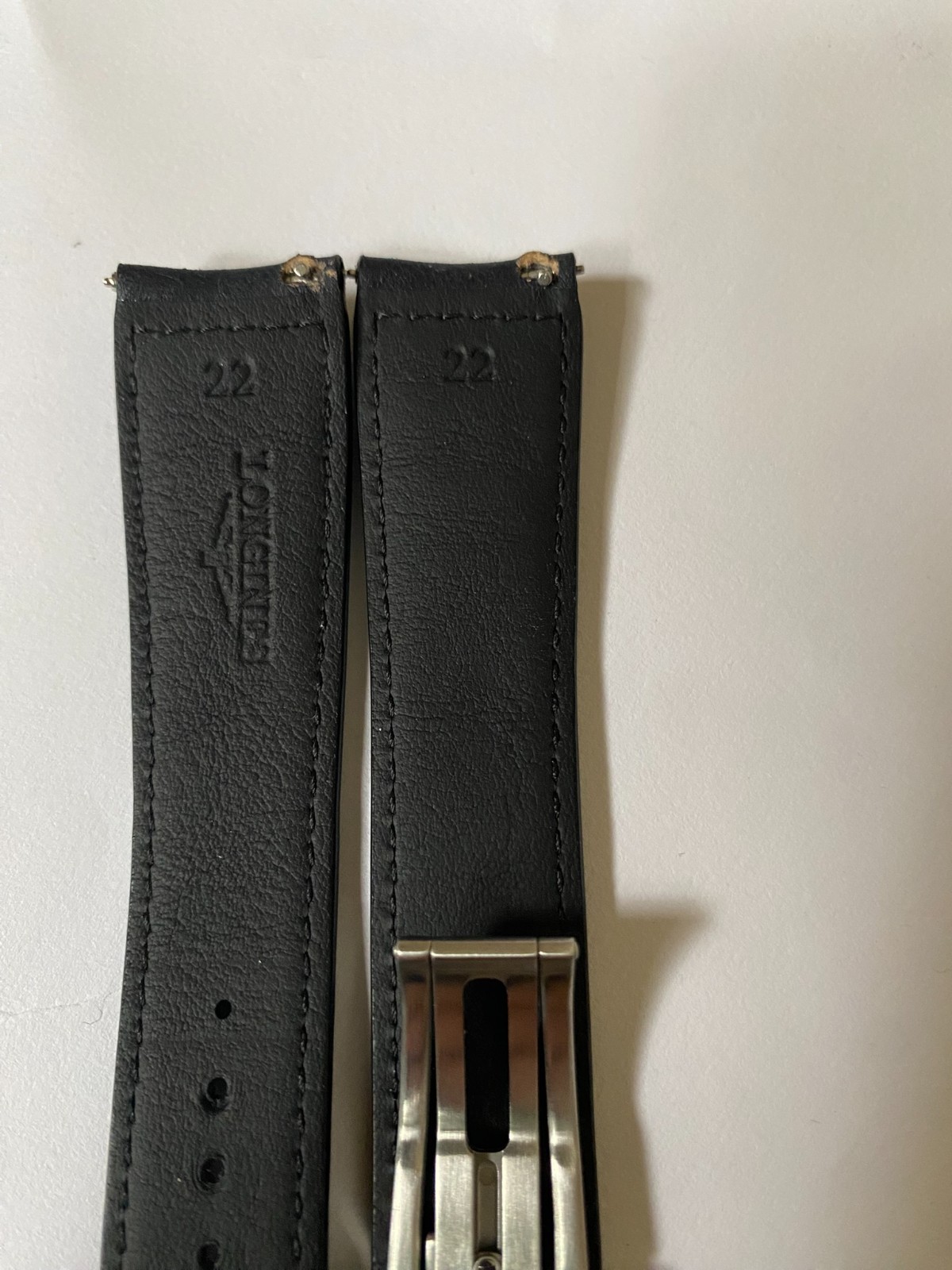 22-18 mm mm black easy fit leather strap with deployment buckle for Longines