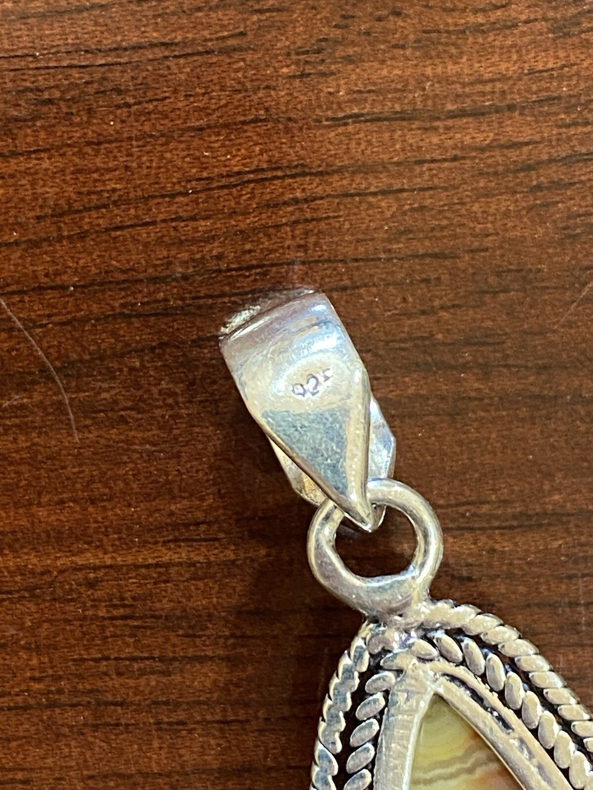 Brown Lace Agate Gemstone Pendant 925 Sterling Silver Handmade 8.8 Grams. 91