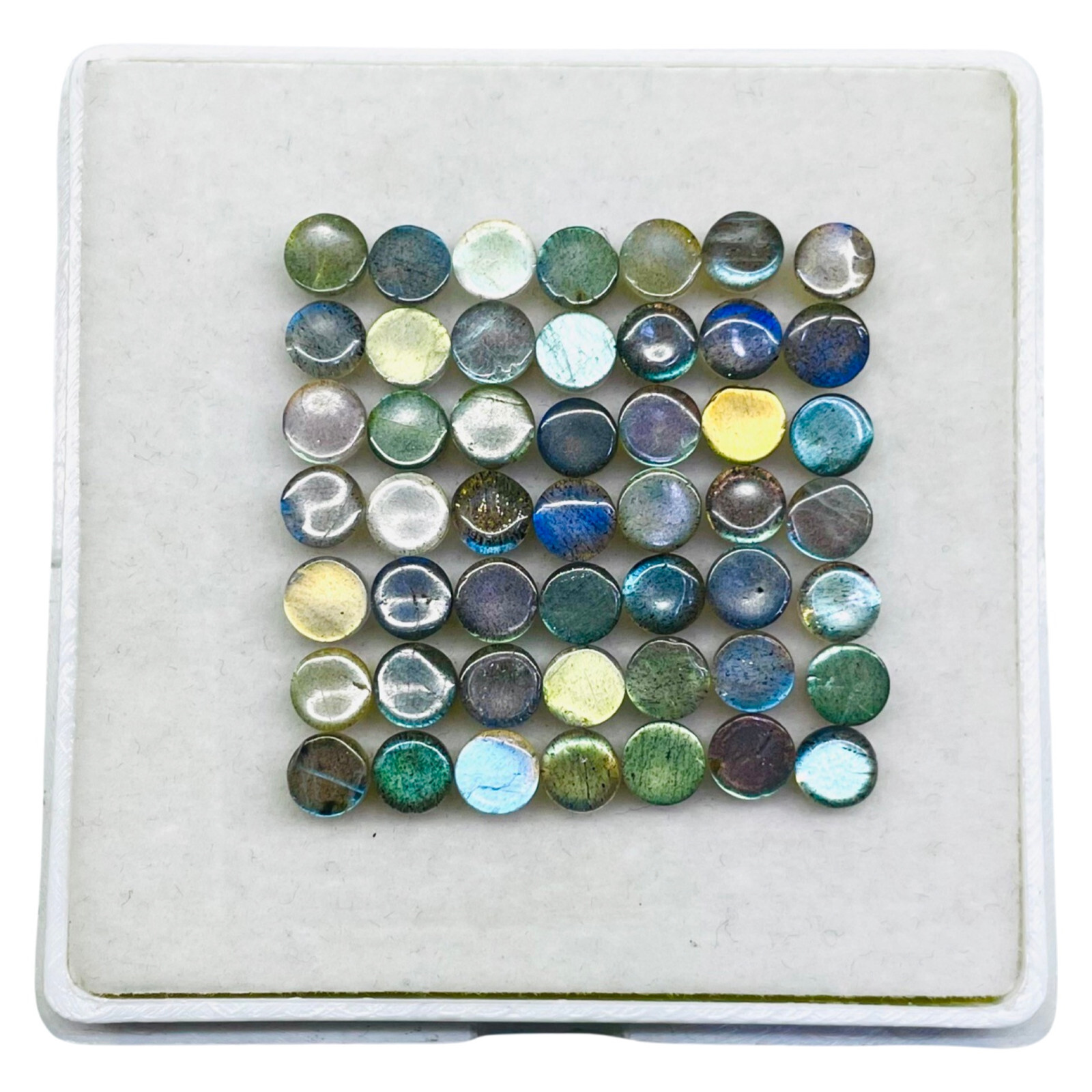 50 Pcs Natural Labradorite 5mm Round Top Quality Loose Cabochon Gemstones Lot
