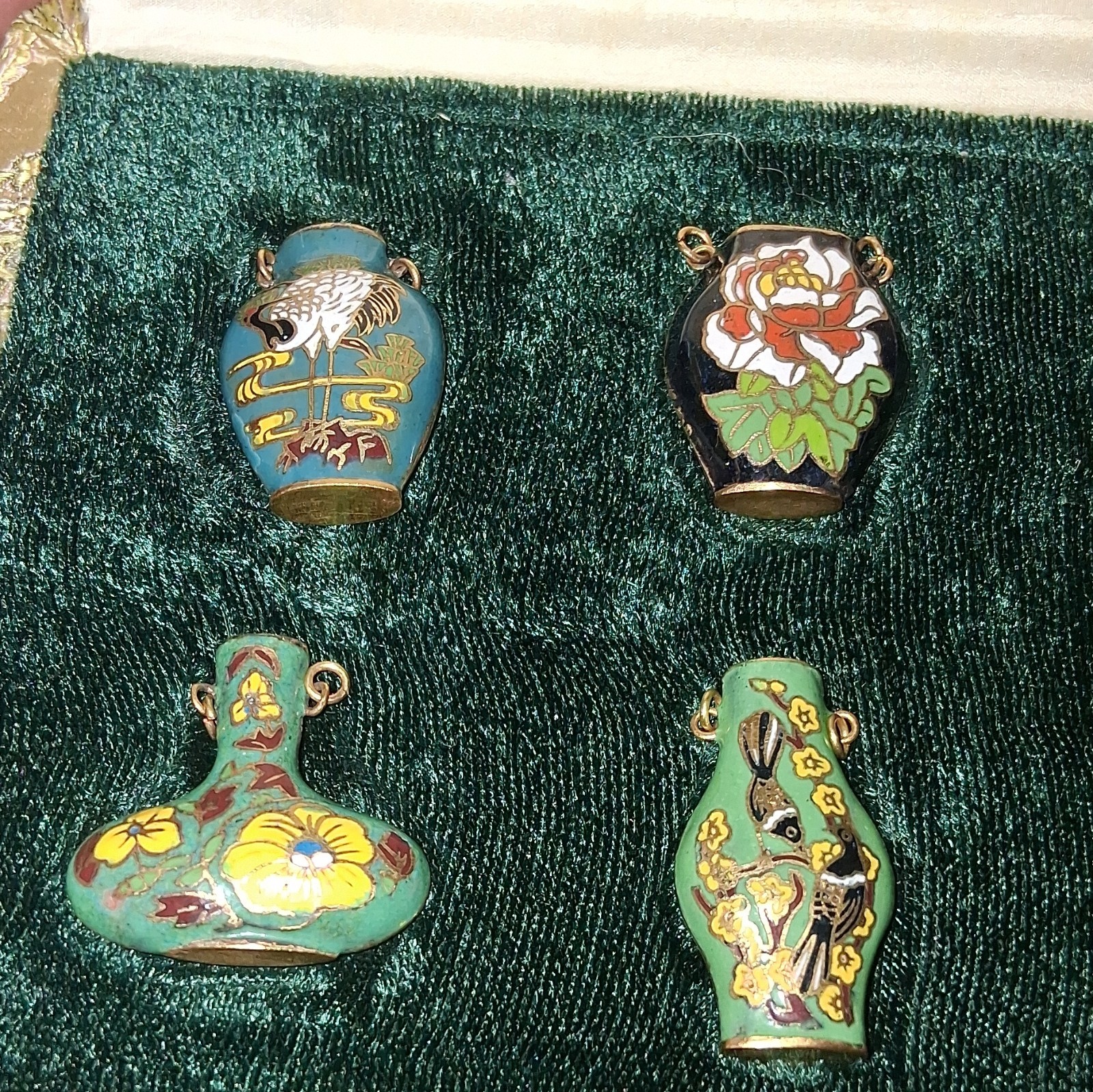 VTG Peking Jewelry Cloisonné Bottle Pendants set of 10 double sided