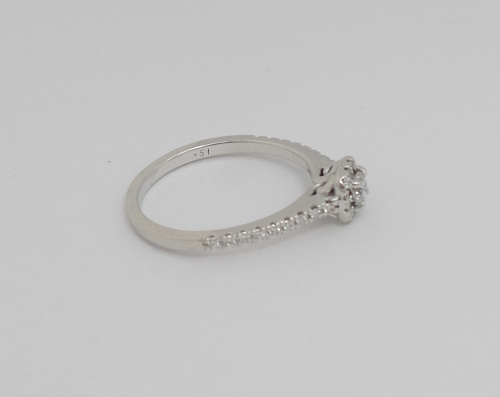 1/2CT Natural Diamond Halo Engagement Wedding Ring Bridal 14K White Gold Band