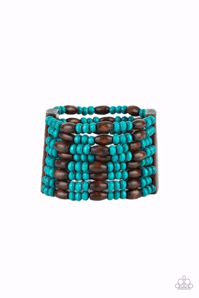 Wooden Beaded Blue Bracelet-Tropical Nirvana-NWT