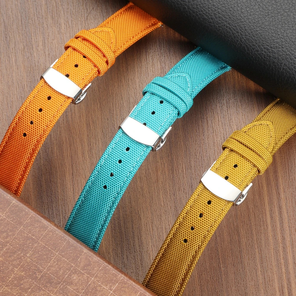 Quick Release Nylon Sailcloth Watch Strap 20mm 22mm Butterfly Buckle Band