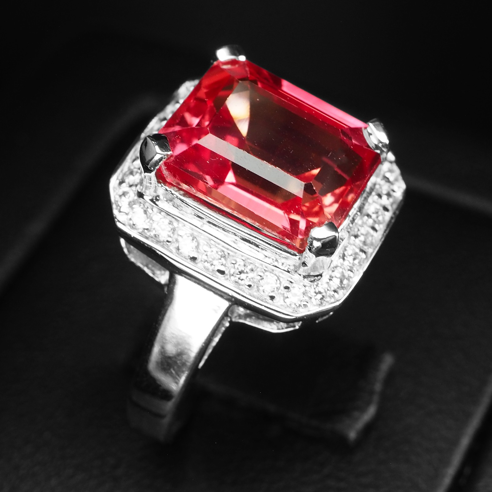 Pristine Sunset Pink Sapphire Baguette 7.06Ct 925 Sterling Silver Handmade Rings
