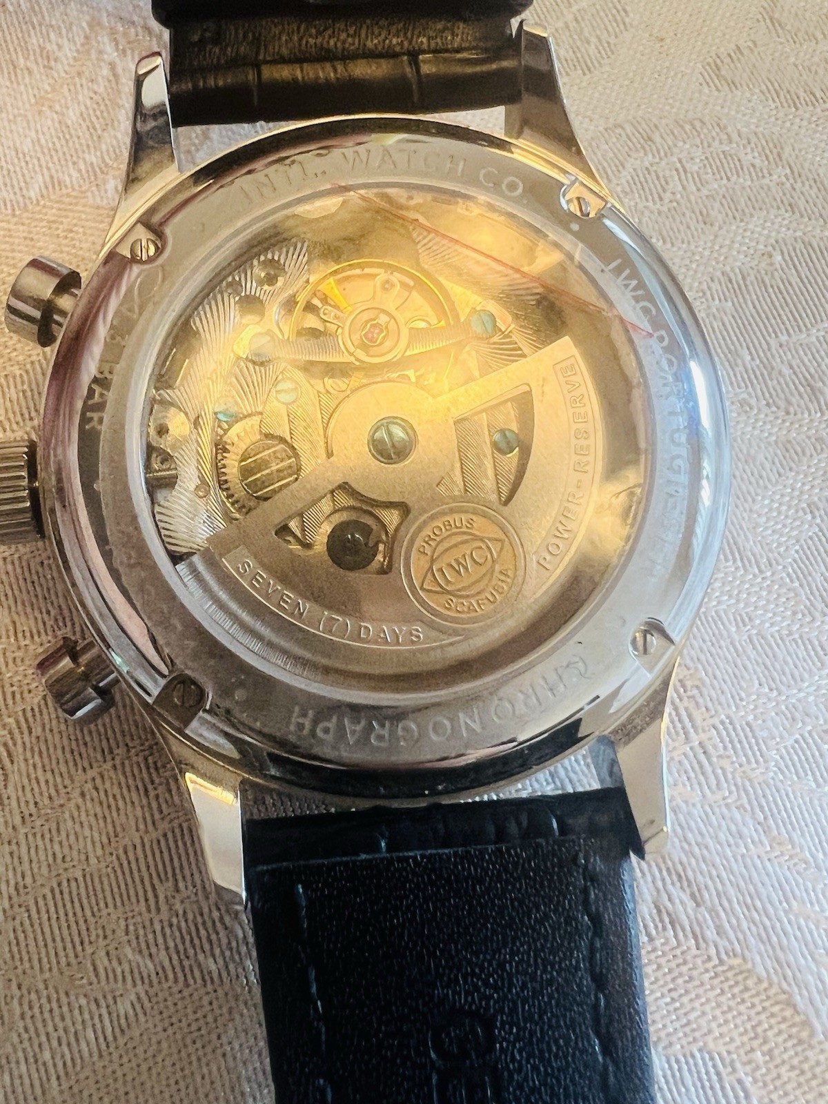 IWC Portugieser Chronograph Automatic Green Dial Black Leather 41mm 30m