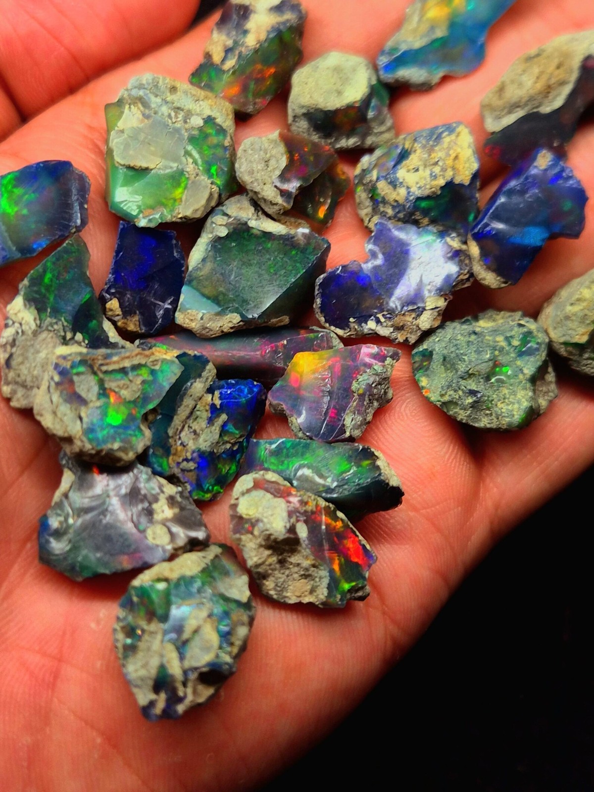 Natural Ethiopian Black Fire Opal Rough Lot 100 Carats A++ Dry Opal Wholesale