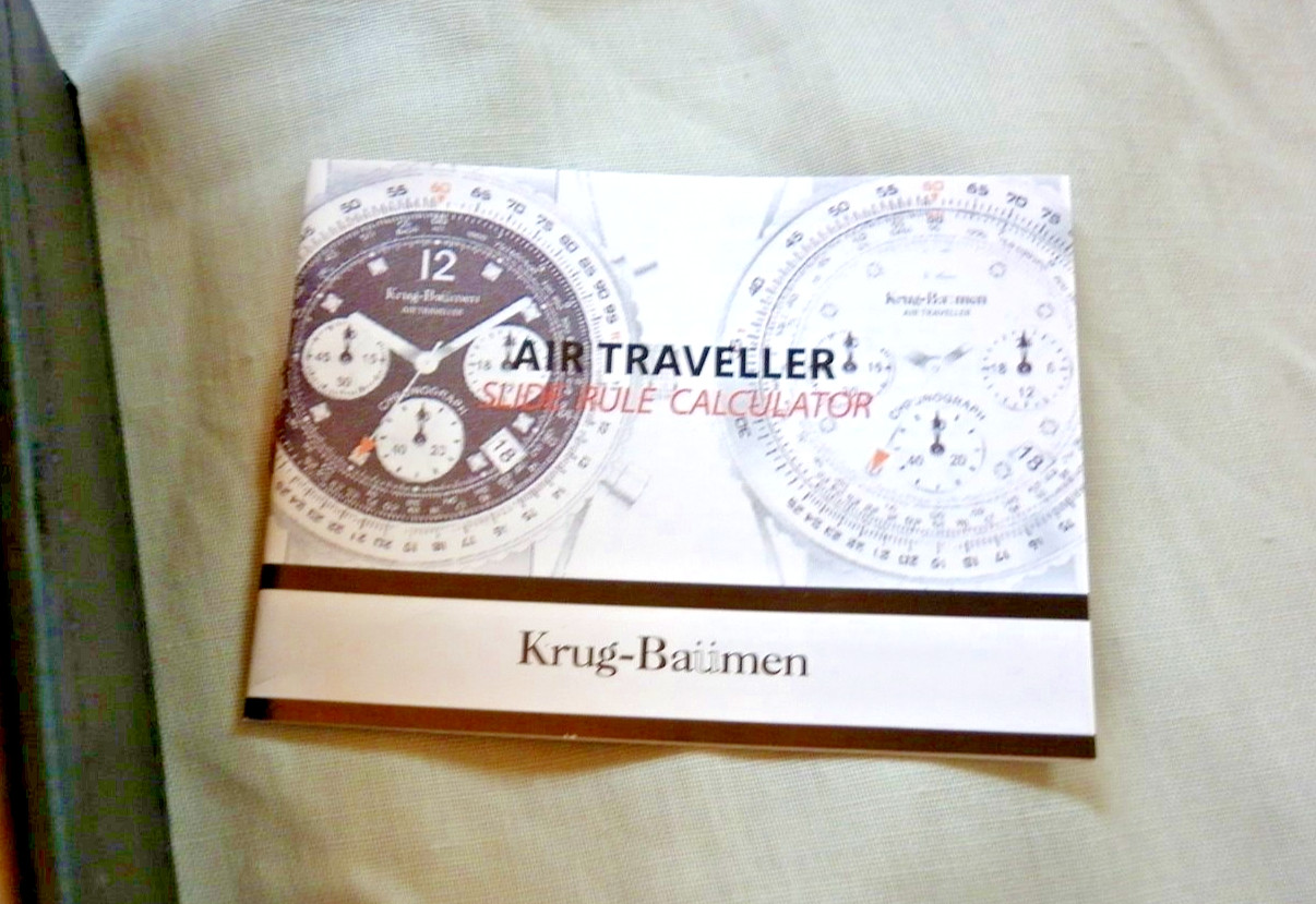 Krug Baumen Mens Air Traveller Diamond Silver – Blue Leather Watch with box