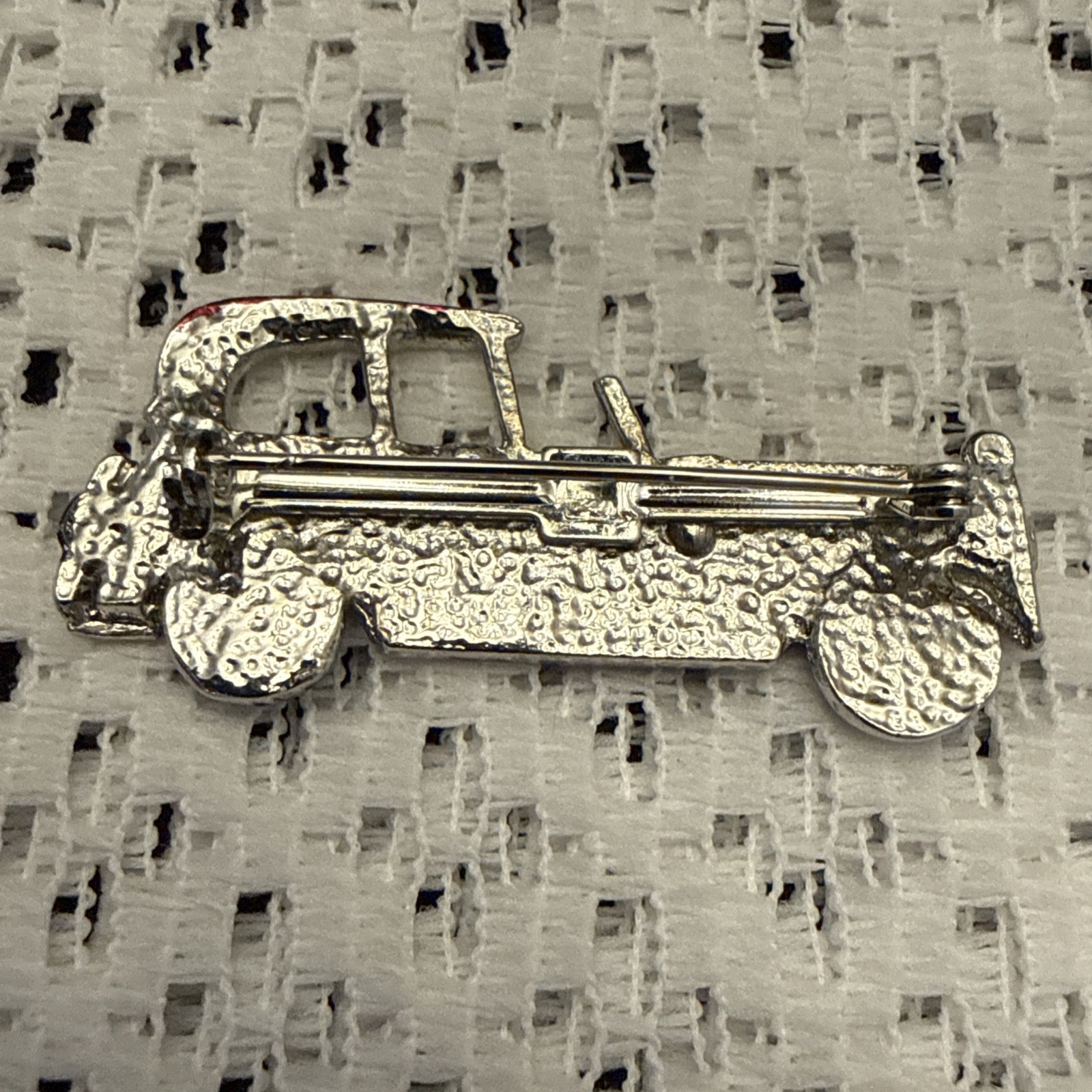 Old Fashion Car Brooch Pin Rhinestone Red Burgundy Costume Fashion Mod Retro